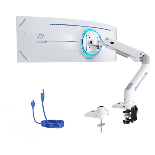 HUANUO HNSS34W ホワイト ガススプリング式モニターアーム 27-49インチサイズモニター対応 シングル画面