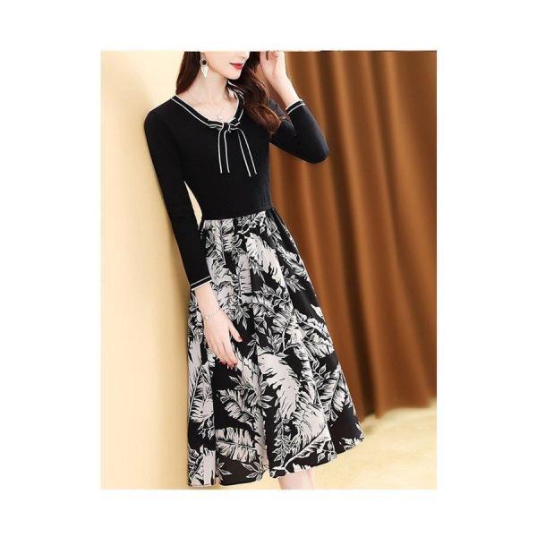 ワンピース レディース 40代 秋服 きれいめ マキシワンピース 七分袖 花柄 ドレス ロング丈ワンピ aライン 結婚式ドレス パーティー オシャレ着痩せ