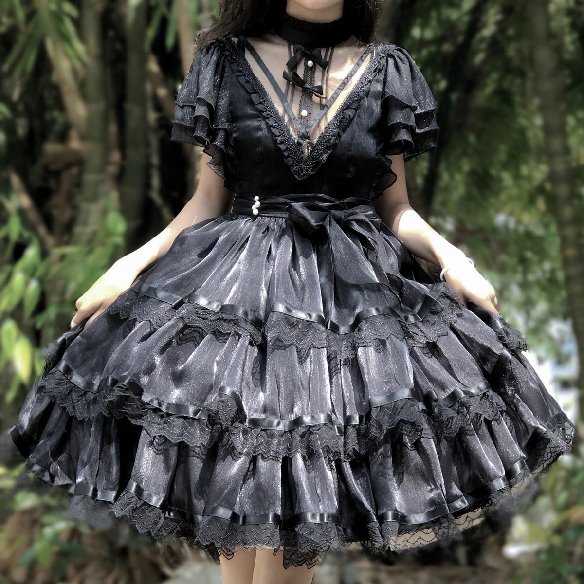 ロリータエレガントレギュラーロリータドレスクラセグメントライトフラワーウェディング