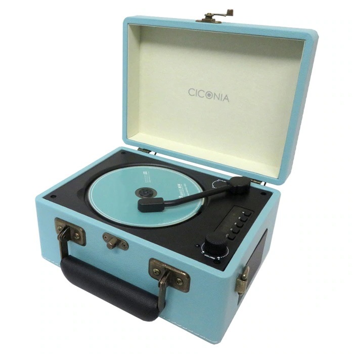 レトロ CDプレーヤー CCD-0010-LB ライトブルー レコードプレーヤー風 多機能CDプレーヤー