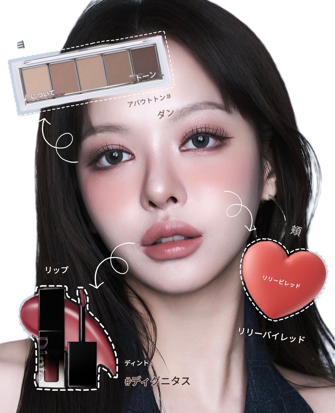 EYE[アバウトトン]+CHEEK[リリーバイレッド]+LIP[ディント] 5,185円