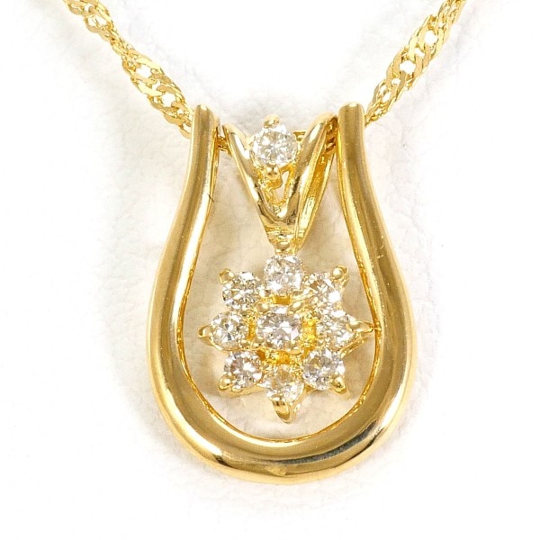 K18 18金 YG イエローゴールド ネックレス ダイヤ 0.10 約40cm ジュエリー 中古