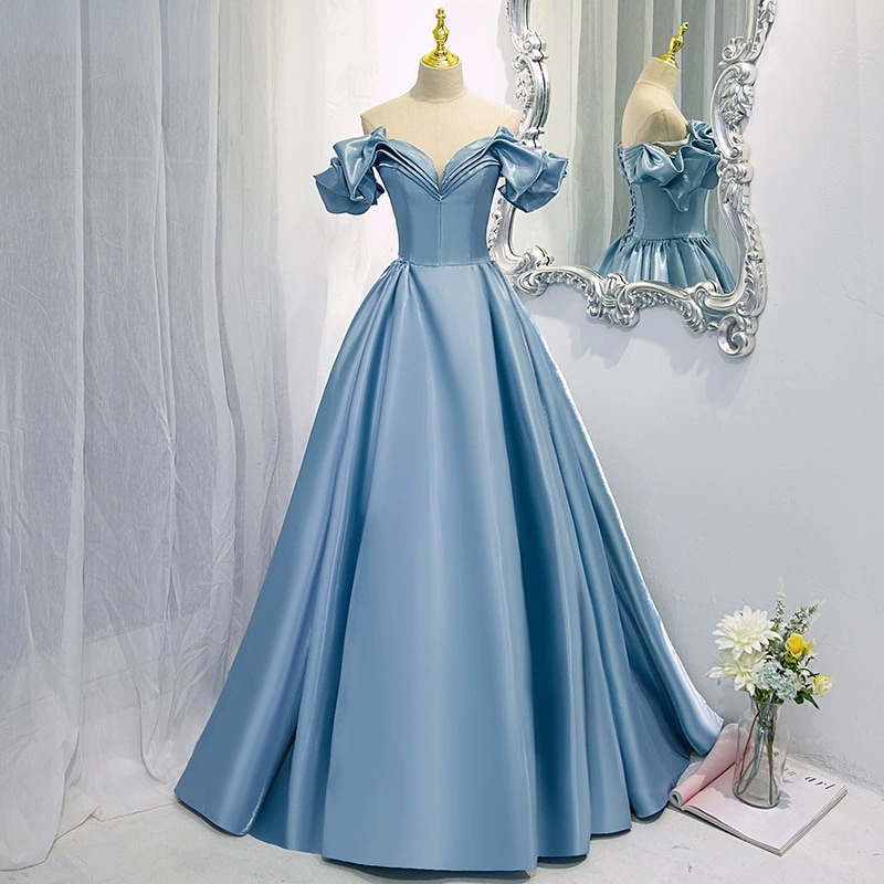 ウェディングドレス パーティードレス パフスリーブ 花嫁ロングドレス 簡約 結婚式 露背 二次会 レース お呼ばれ 挙式 姫系
