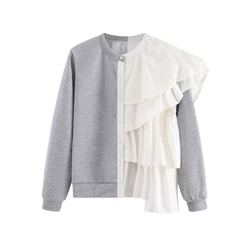 異素材MIXカーディガン フリルカーディガン ニットカーディガン. セーター シャツ ニット カーディガン レディース モード系 可愛い お仕事コーデ ママコーデ a4575 4,914円