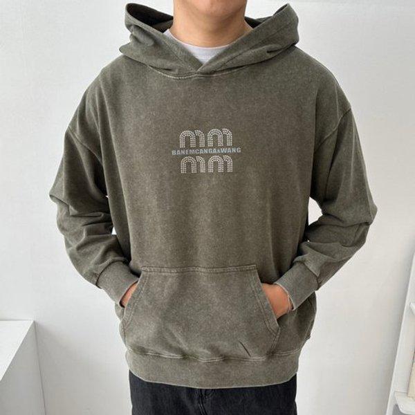 メンズ ピグメント オーバーフィット ポケット フード付きTシャツ BT-TSA-Q007-カーキ