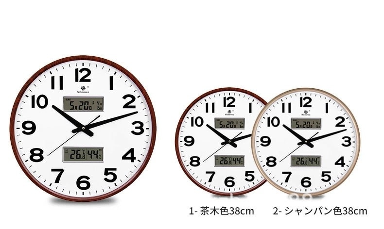 【即納】掛け時計 壁掛け38cm文字盤大きい月・日・曜日表示 温度計測機能 湿度計測機能 音がしない 静音 ウォールクロック インテリア シンプル リビング 新年グッズ家の雰囲気転換
