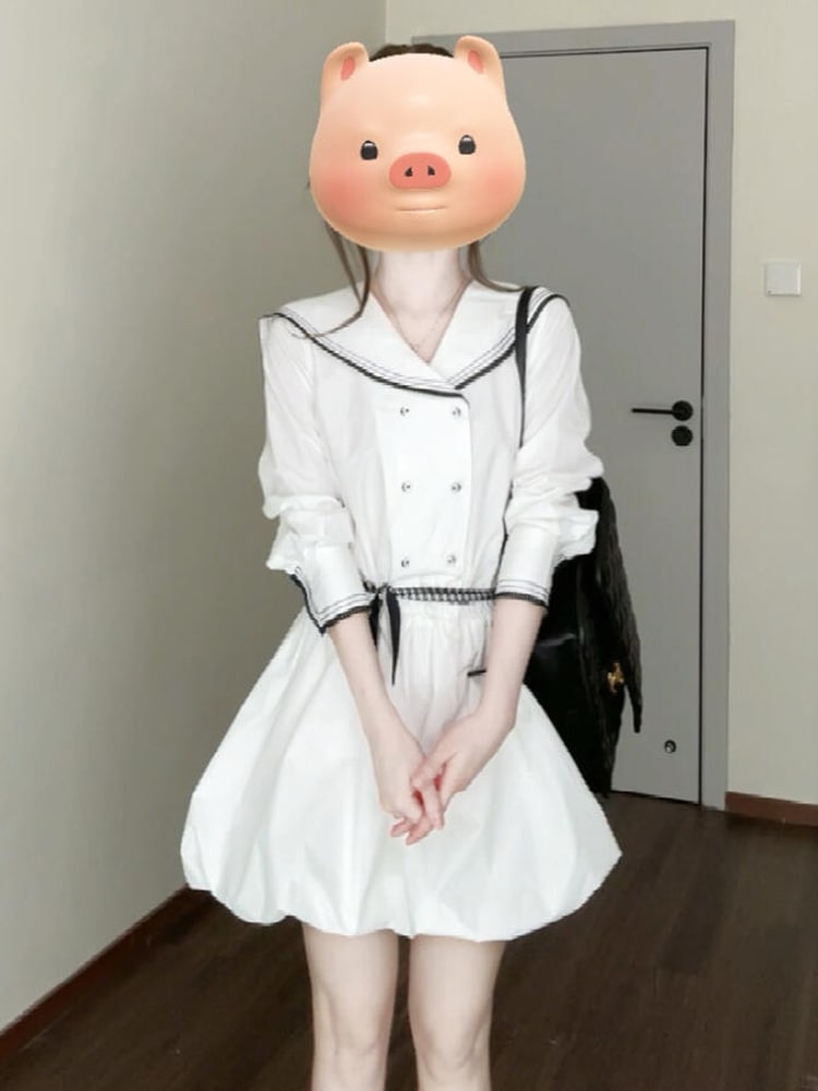 白い長袖のワンピース子供の夏2025新型のフランス式気質学院風の春のつぼみのスカート