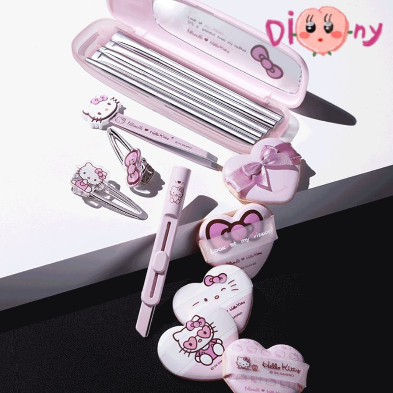 fillimilli キティ アイブラシ クッションパフ5p ポーチ ヘアピン