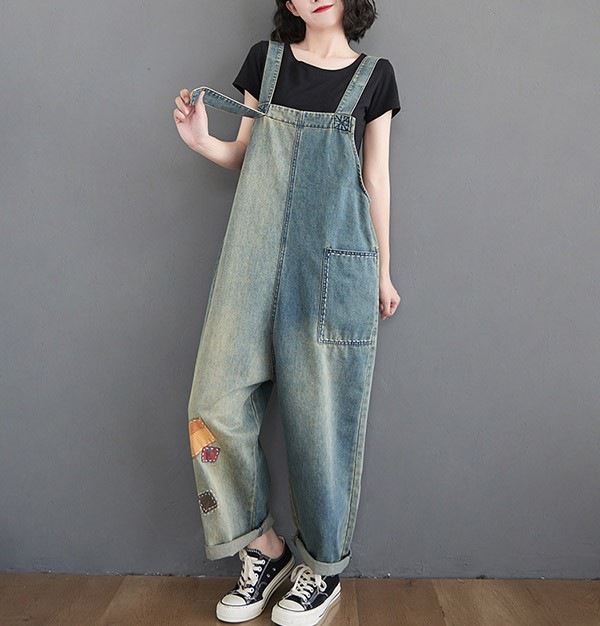 パンツロングパンツレディース オールインワン 2XL ブルー カジュアル L 春 ゆったり M 夏 サロペット 可愛い XL