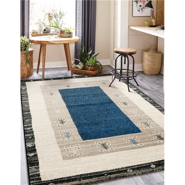 防炎 ラグマット/絨毯 [約340x440cm ネイビーブルー] ホットカーペット対応 『ヴォルテ』 プレーベル 2546/NBL