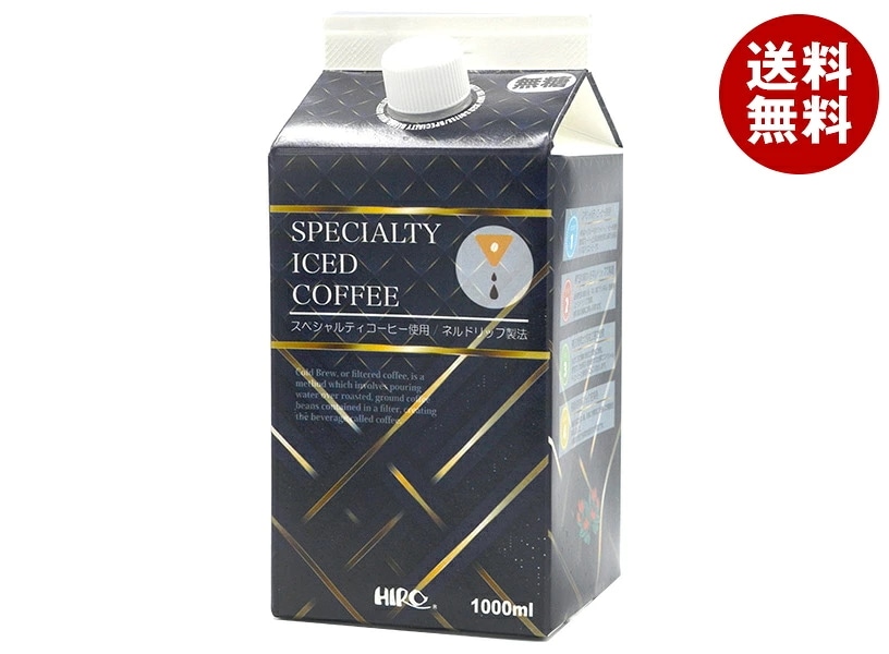 ヒロコーヒー ネルドリップアイスコーヒー 無糖 1000ml紙パック×12本入