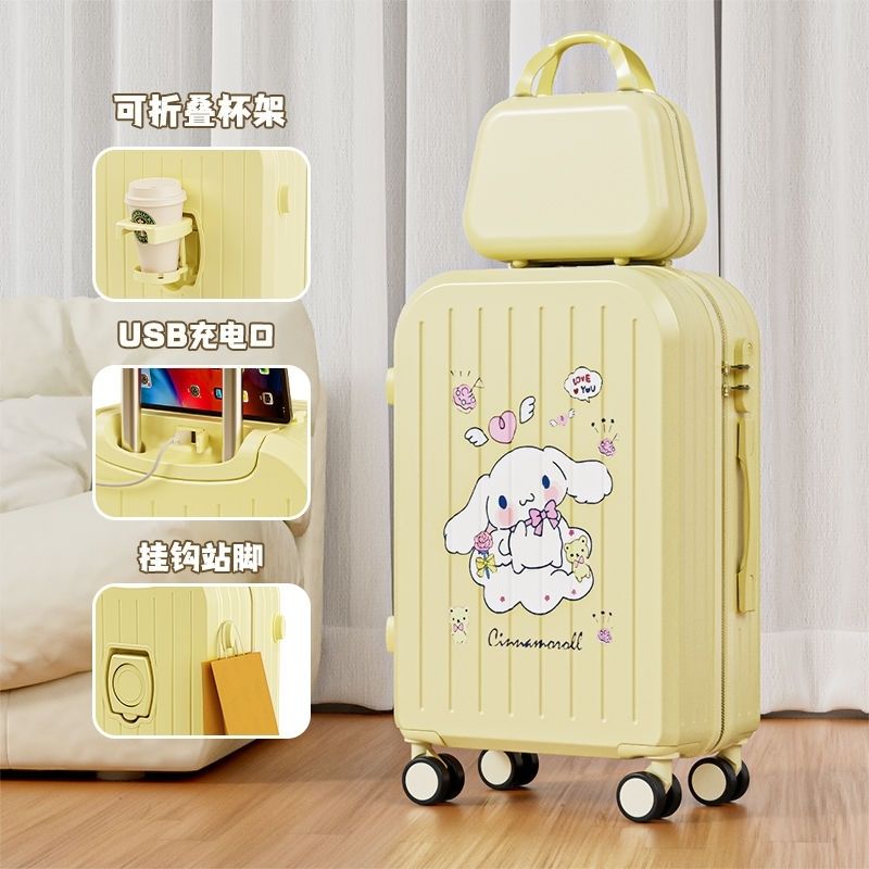 新型2024かわいいアニメ女子学生高颜値旅行箱男性大容量静音輪多機能スーツケース