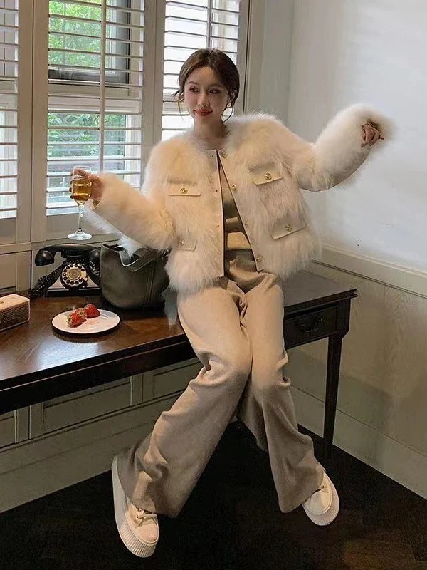 韓国ロングファーコート フェイク狐ファー フリース ステッチ ぬいぐるみ ボア 華やか暖かい 大きいサイズ レディース コート アウター ロングコート30代 40代 50代