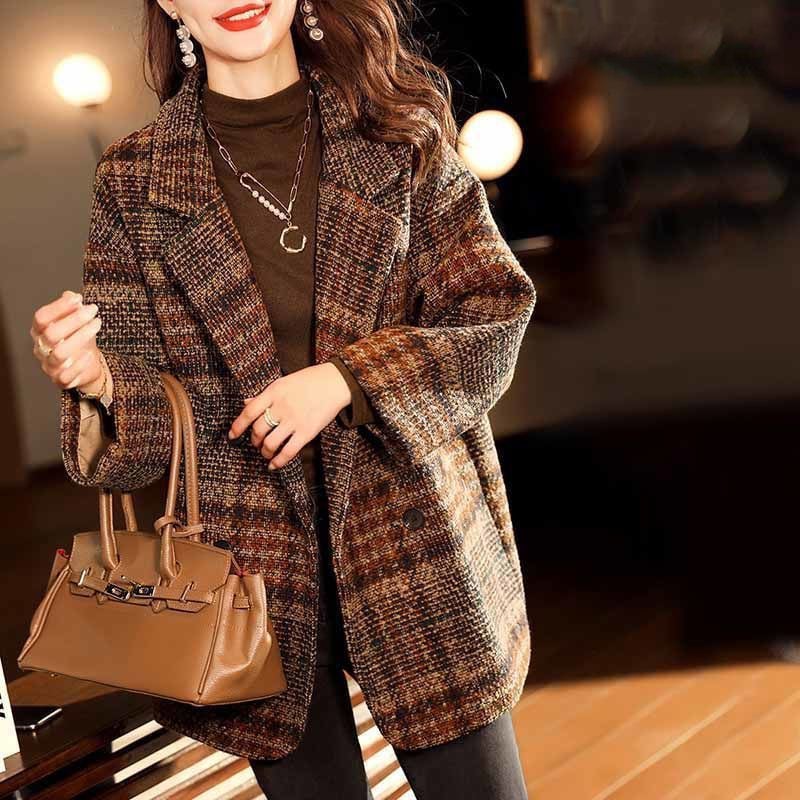 超人気 チェスターコート レディース 秋冬 40代 チェック柄 チェスターコート ミディアム丈 ラシャコート スーツオーバー 韓国風 アウター 通勤 着痩せ オシャレ