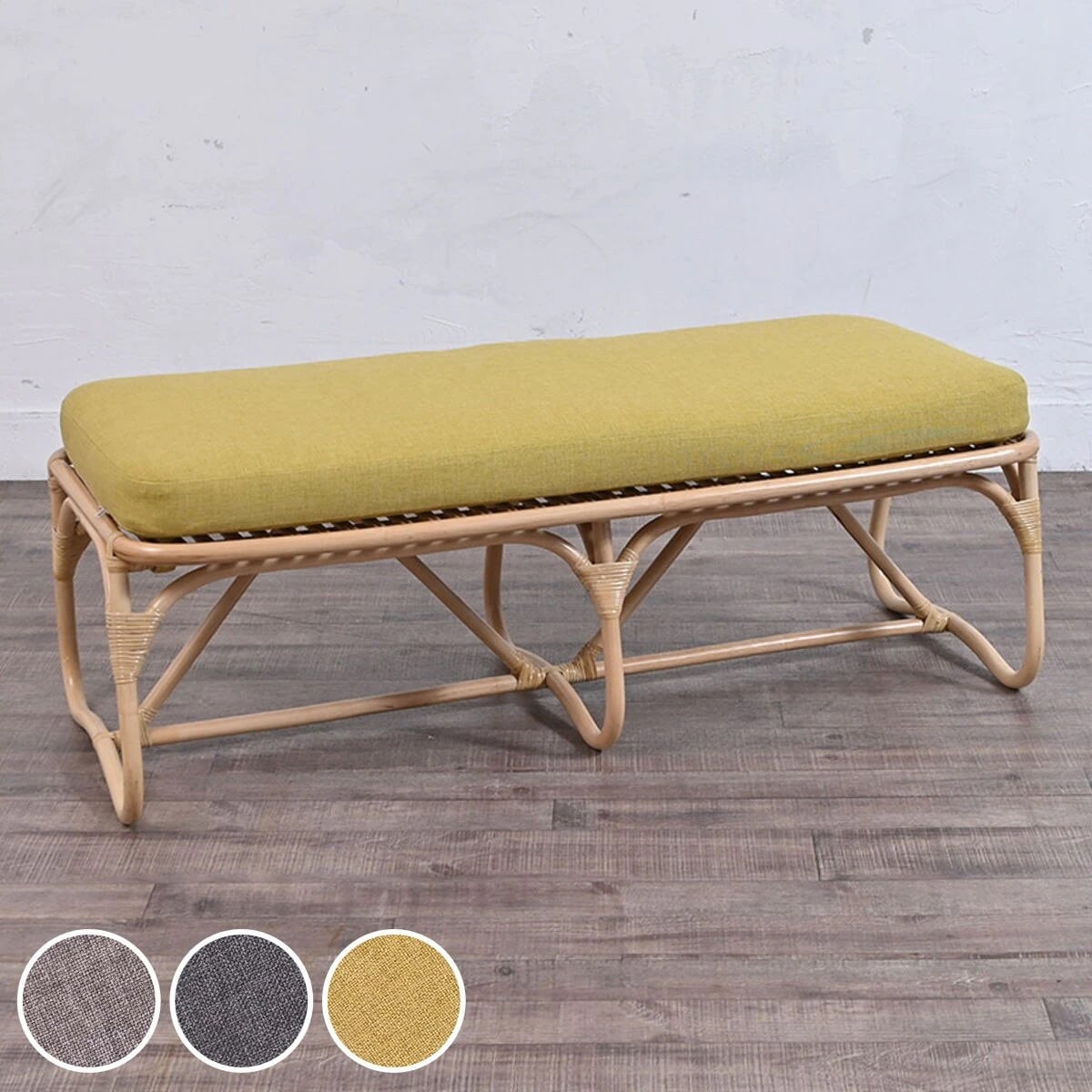 ラタンベンチ ロータイプ クッション付 CALM 幅108cm ラタン チェア ベンチチェア ラタンチェア 椅子 イス いす 腰掛け ダイニングチェア 籐家具 インテリア 腰かけ ベンチ リゾート