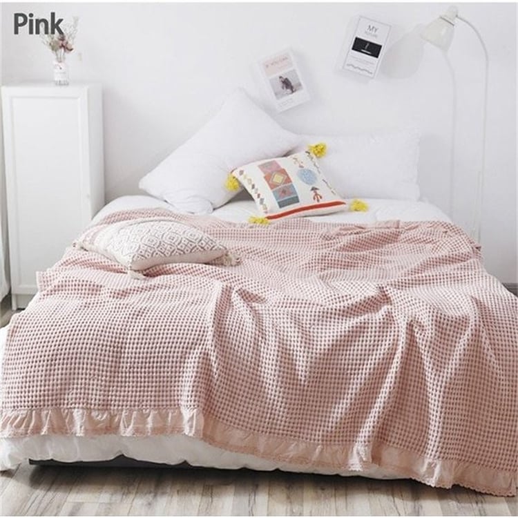 激安セール 肌掛け 夏掛け おしゃれ タオルケット 洗える ダブル 大きいサイズ お昼寝 無地 夏用 200*230cm 綿100% ソファーブランケット 木綿ブランケット エアコンの薄い毛布 ワッフ