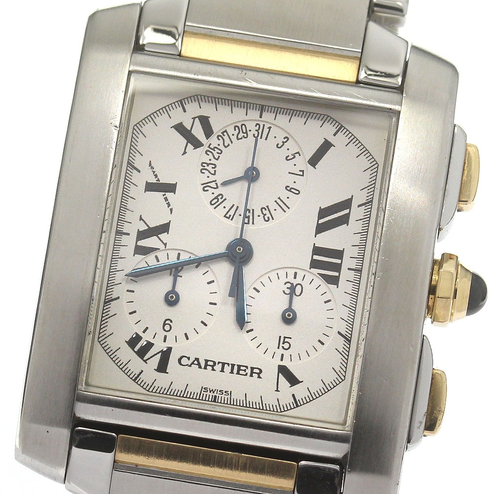 カルティエ CARTIER W51004Q4 タンクフランセーズ クロノリフレックス クォーツ メンズ _826430【中古】