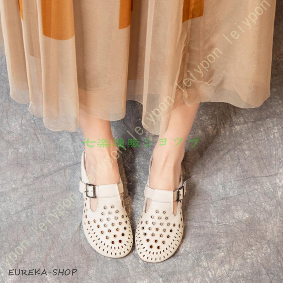 【急速出荷!】つま先あり ミュール サンダル ヒール 歩きやすい 柔らかい スリッパ レディース 透かし彫り レトロ 革 サボサンダル 太めヒール つっかけ 民族風 レディース 2枚