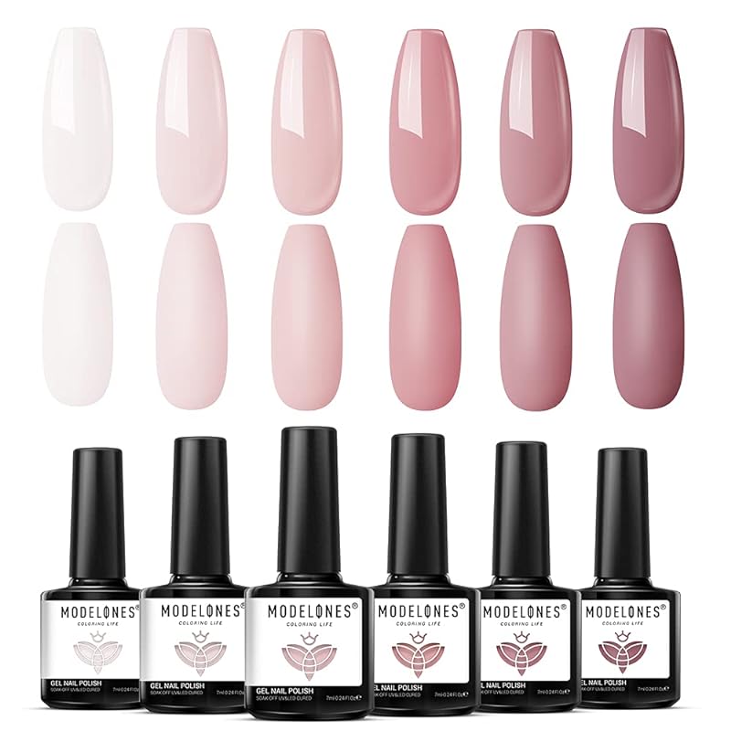 Modelones ジェルネイル カラージェル ジェルポリッシュ 6色セット UV/LED対応 ピンク系 ネイル初心者キット