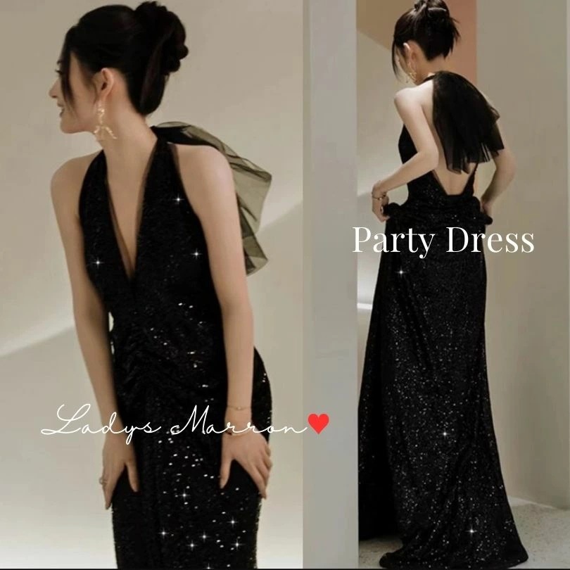 6月の新製品期間限定オファー 黒ドレス 結婚式 前撮り サマードレス 夏ドレス ホルターネドレス イブニングドレス ウエディングドレス ウェディングドレス 前撮りドレス 演奏会ドレス 発表会ドレス