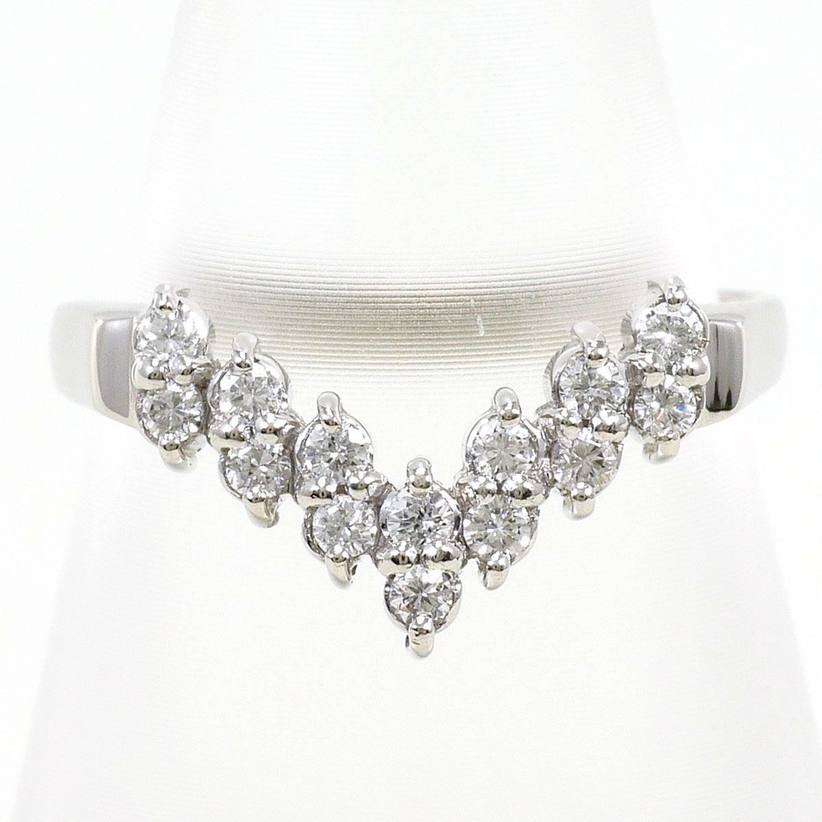 PT900 プラチナ リング・指輪 9号 ダイヤモンド 0.21ct 総重量約3.5g ジュエリー 中古