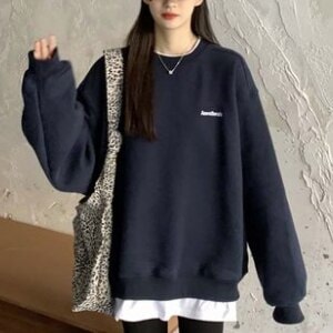 ５色 トップス プルオーバー トレーナー 冬 春 秋 かわいい カジュアル オーバーサイズ ゆったり 長袖 ボリューム袖 萌袖 ぽわん袖 Uネック ラウンドネック BIGシルエット 重ね着 灰色 グレ