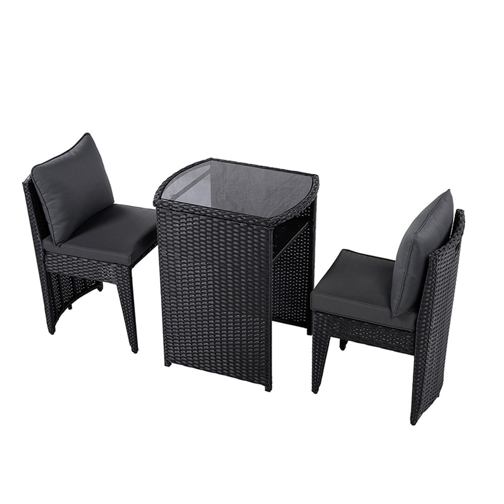 【国内即日発送】ガーデンファニチャーセット 3点セット ラタン調 コンバクト収納 ガーデンファニチャー ベランダテーブル ガーデンテーブル ガーデンチェアー テーブル コンパクト 屋外家具 ガーデンフ