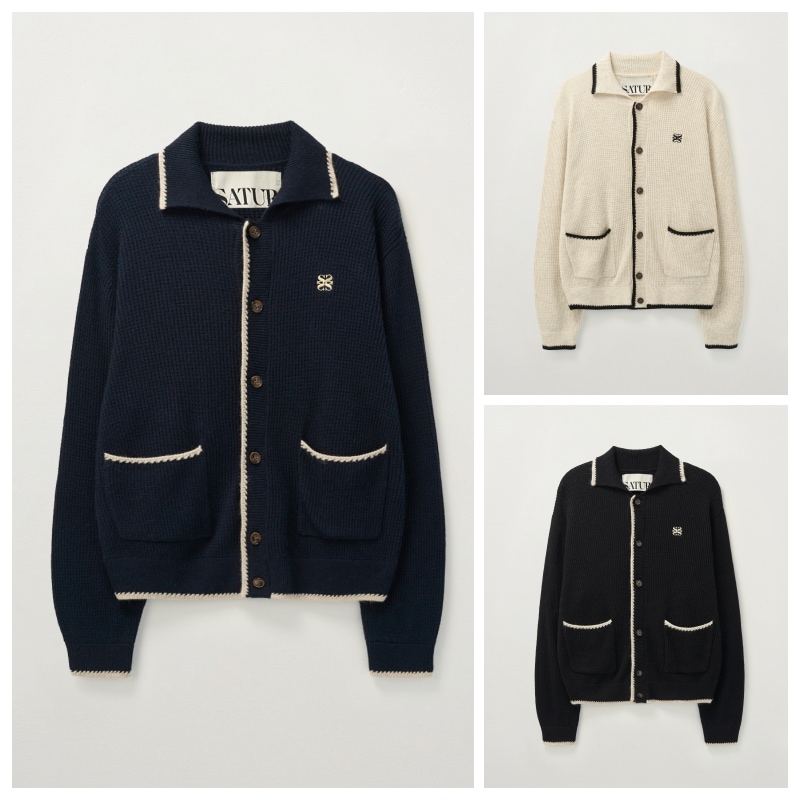 【SATUR】 BLUFF RACCOON COLLAR KNIT CARDIGAN : 3COLORS 17,989円