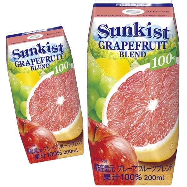 サンキスト 100％ グレープフルーツブレンド 200ml 48本 （24本入2ケース）