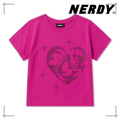 NDY ウーマンズ スパークリング ハート 半袖 Tシャツ PLUM