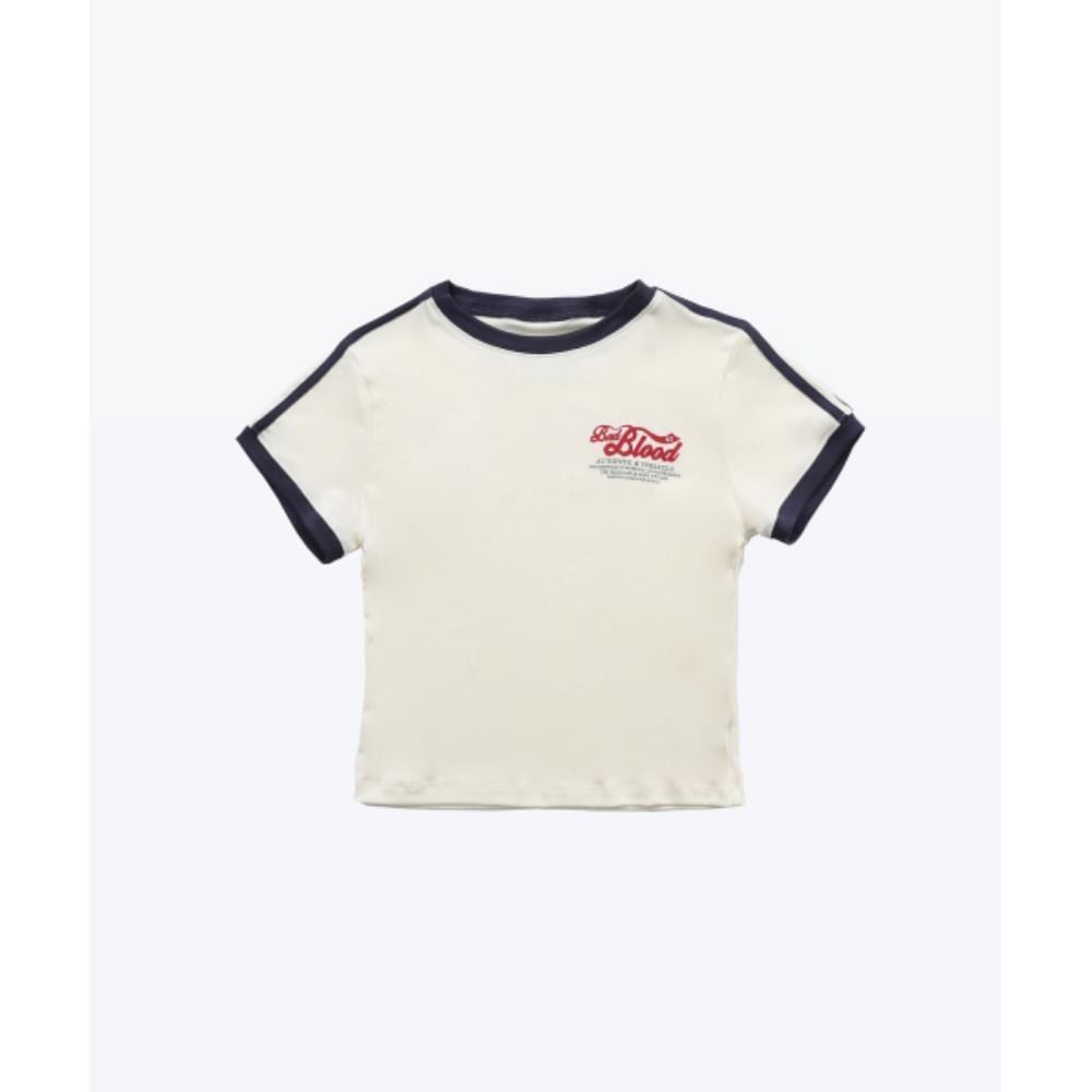 BADBLOOD Vintage Logo Slim T-Shirt Cream w-tee24-047