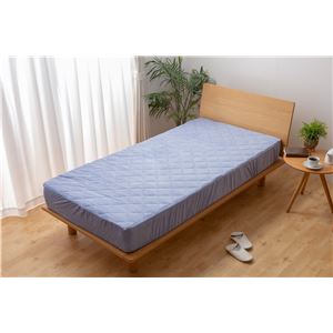 mofua 夏でも冬でもふわさら敷きパッド一体型BOXシーツ（抗菌防臭） SD（セミダブル） ブルー