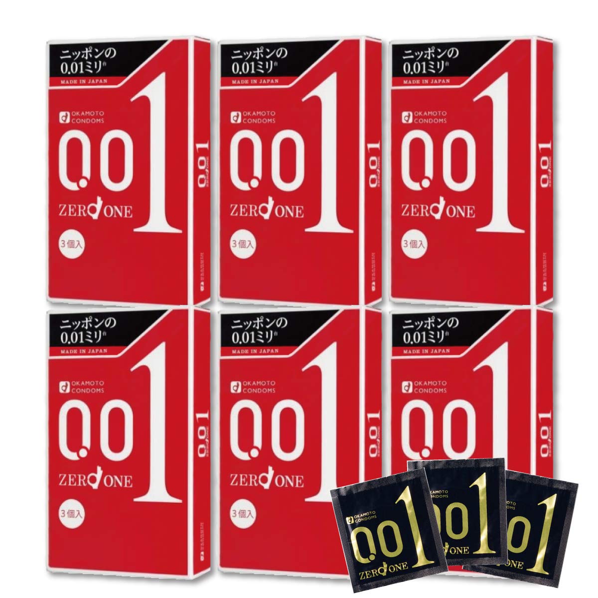 オカモト ゼロワン 0.01ミリ ×6個セット 無香 ポリウレタン (PU)