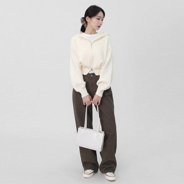 女性の冬のデイリーソフトナチュラル2WAYニットフード付きジップアップ LPLT031