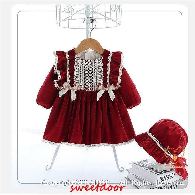 秋冬新作 秋冬 春冬 ベロア ベビー用ドレス 新生児 セレモニードレス 子供服 お宮参り 子供 ベビー服 ワンピース 帽子 子ども 赤ちゃんドレス 出産祝い お誕生日会 お祝い秋冬 春冬 ベロア ベビ