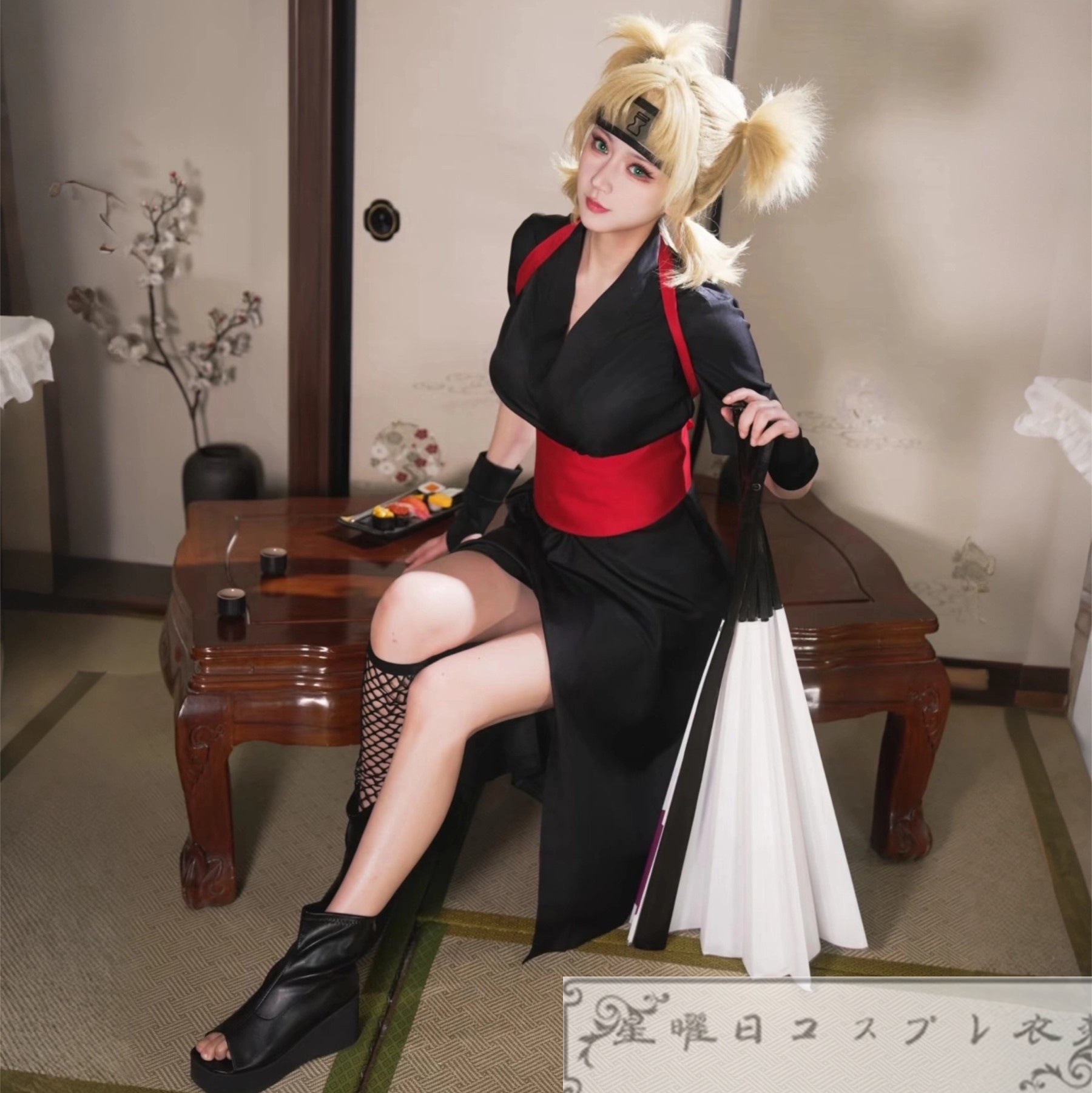 在庫品 テマリ コスチューム コスプレ衣装 額当て付き