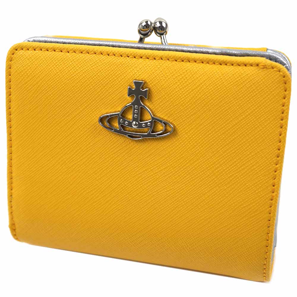 ヴィヴィアンウエストウッド 財布 Vivienne Westwood レディース 二つ折り財布 がま口 SAFFIANO イエロー 51010020-L001N-E401 51010020 L001N