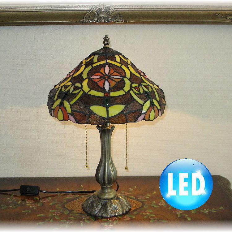 【LED付き！】 新品 超豪華！ ステンドグラス ガラス工芸 LED 卓上照明 卓上ライト 卓上スタ