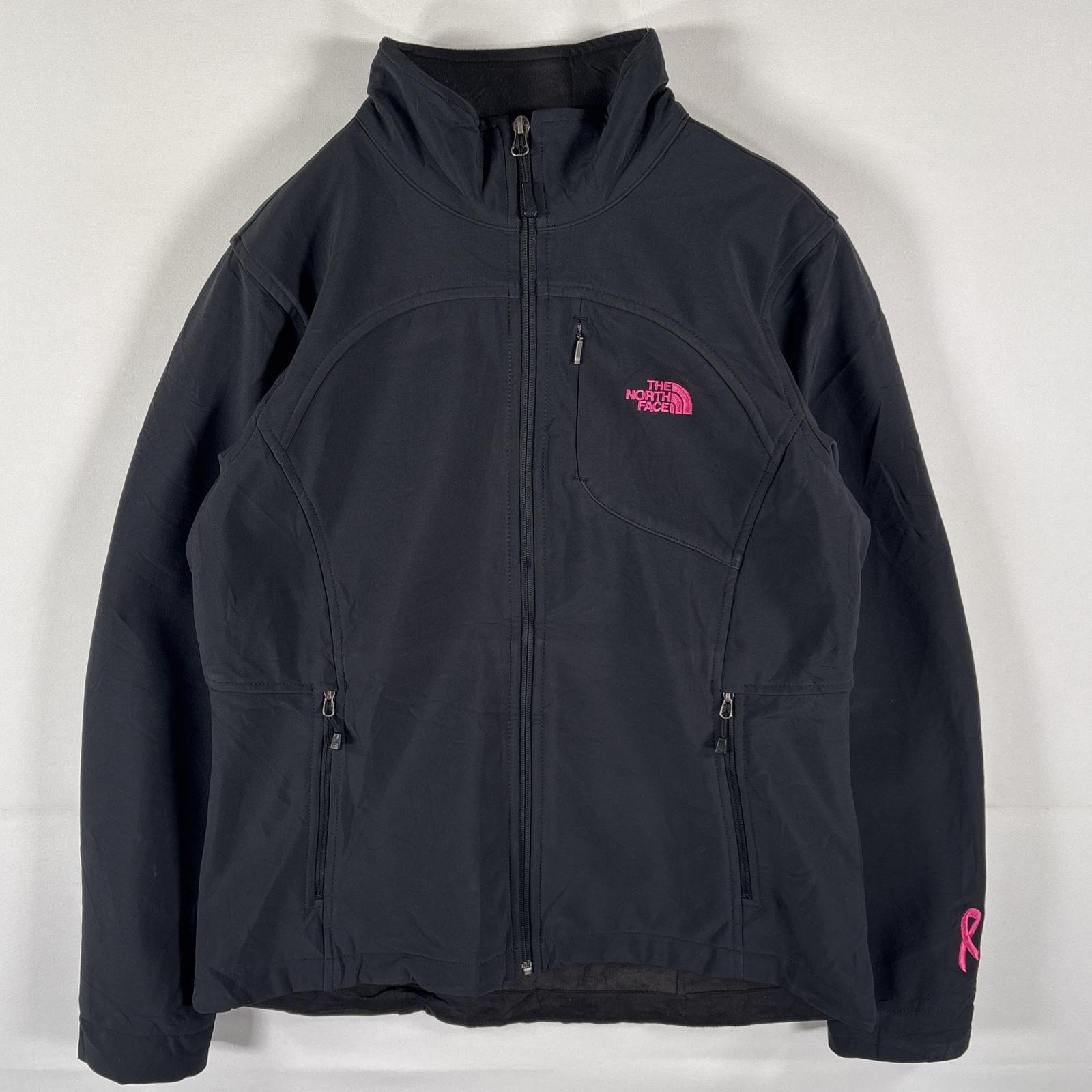 古着 シェルジャケット フルジップ ワンポイントロゴ刺繍 フリースライナー L ブラック レディース