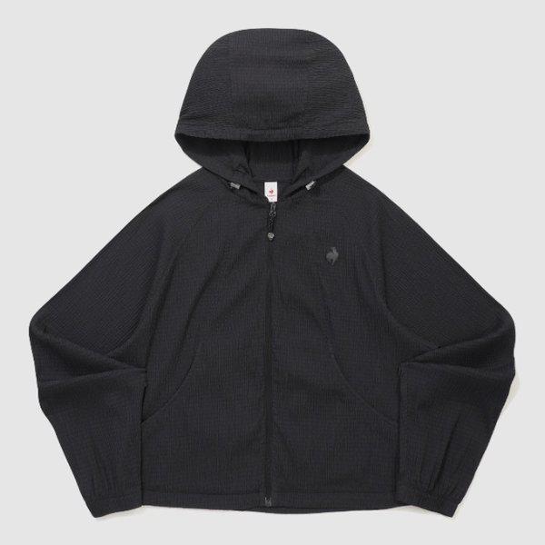 ジャケットVQA QR222OJK51-BLK 女性 プチ プリーツ ルーズフィット 軽量 ウーブン ジャケット / ブラック