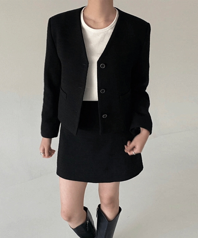 [ジャケット+スカートSET] ツイードセットアップ