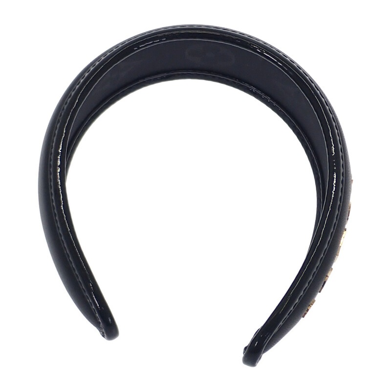 ヘッドバンド・クルーザー M77396 カチューシャ ヘアアクセサリー ラムスキン ブラック 黒 ゴールド金具 レディース モノグラム【Aランク】