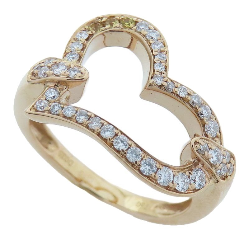 ダイヤモンド0.35ct イエローダイヤモンド0.05ct リング 指輪 ハートモチーフ 13号 K18PG ピンクゴールド / 64894【中古】