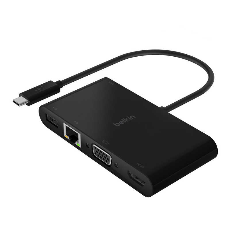 BELKIN　USB-Cマルチメディア+USB-C 100W PD 変換アダプタ(LANポートHDMIVGA USB-AUSB-C)　AVC004btBK