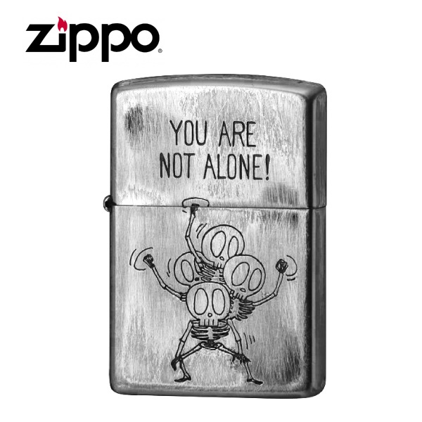 【即納】 正規品 ZIPPO ジッポー オイルライター ユーズドフィニッシュ 2UDS-ALONE レギュラー シルバー メール便発送