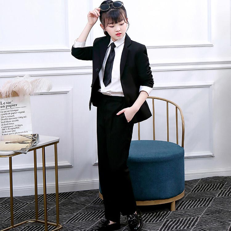 子供 入学式 スーツ 卒業 女の子 子供服 パンツスーツ 3点セット ネクタイ付 卒業式 子供 フォーマル スーツ セットアップ ジュニア ジャケット シャツ パンツ ネクタイセット 結婚式 発表会