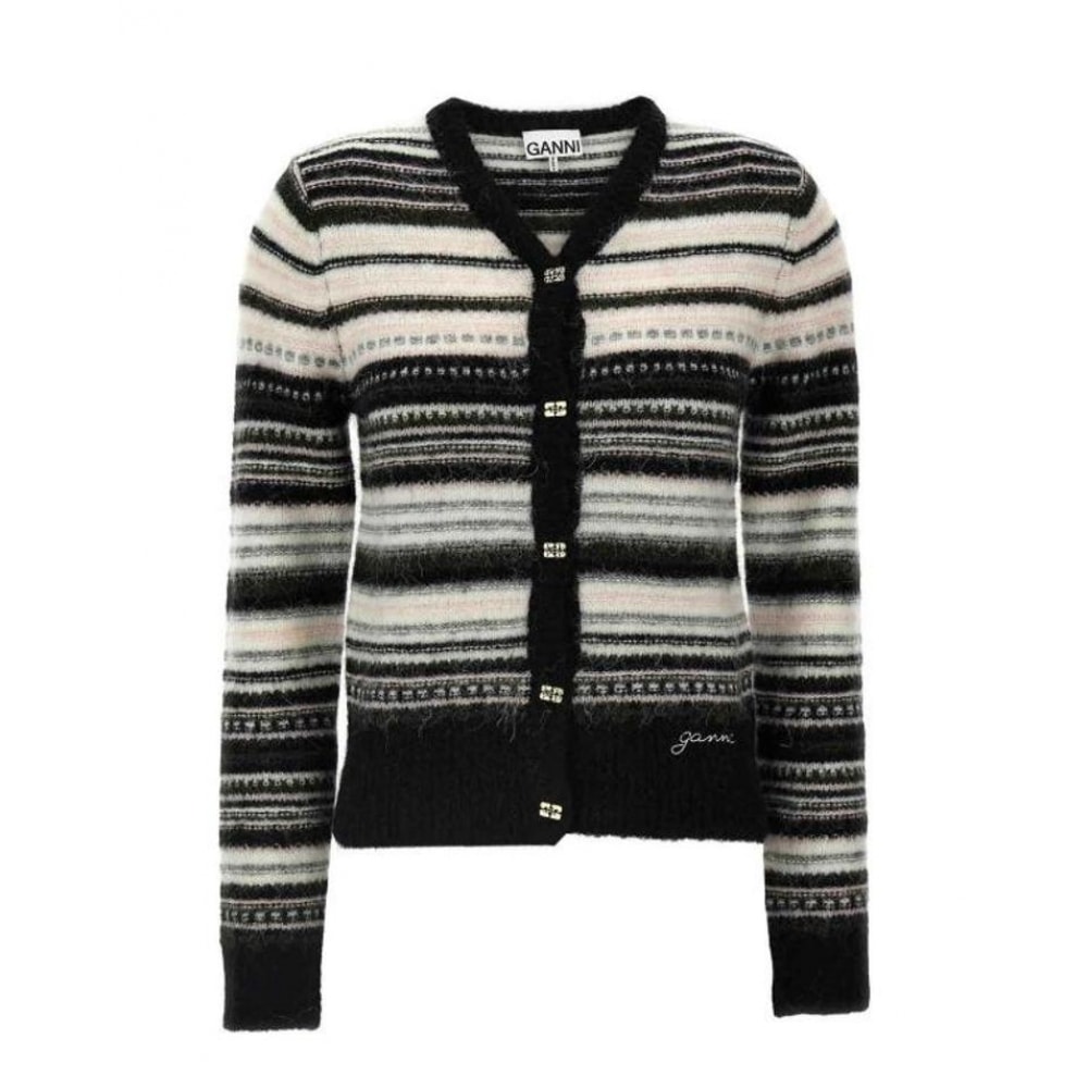 ガニー レディース ロゴ刺繍 ストライプ カーディガン K2326099