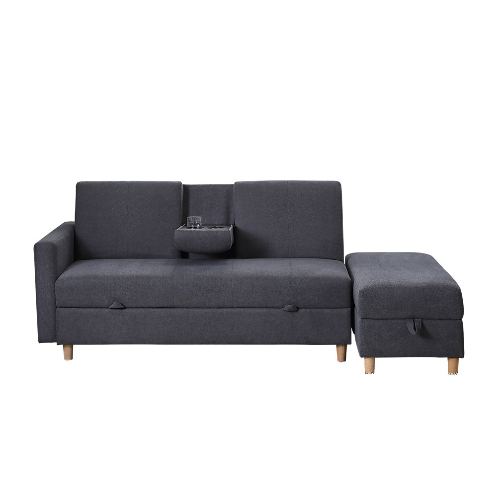 【国内出荷 - 3日配達】ソファー 3人掛け ソファ 多機能ソファベッド 収納機能 引き出し オットマン おしゃれ コーナーソファー コーナー【ダークグレー】