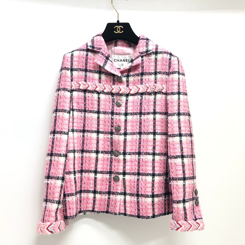 ジャケット P77302 ココマークボタン 24S アパレル トップス アウター 長袖 ジャケット スーツ ツイード ピンク