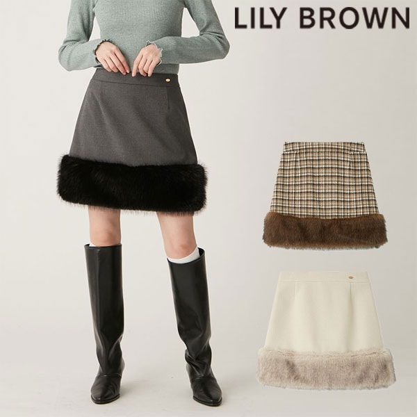 【SALE50%OFF】【即納】 リリーブラウン LILY BROWN ボトムス 24秋冬 エコファーミニスカショーパン スカート ミニ丈 ファー lwfp244032